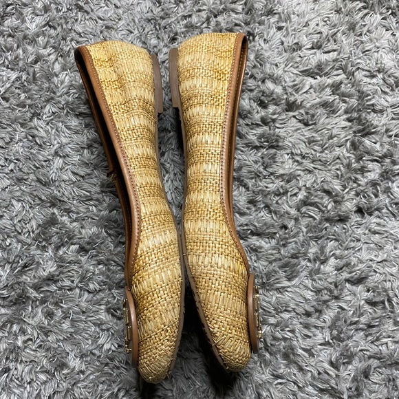 TORY BURCH Reva Ballet Flats Shoes Natural Woven Raffia Straw - Picture 6 of 8